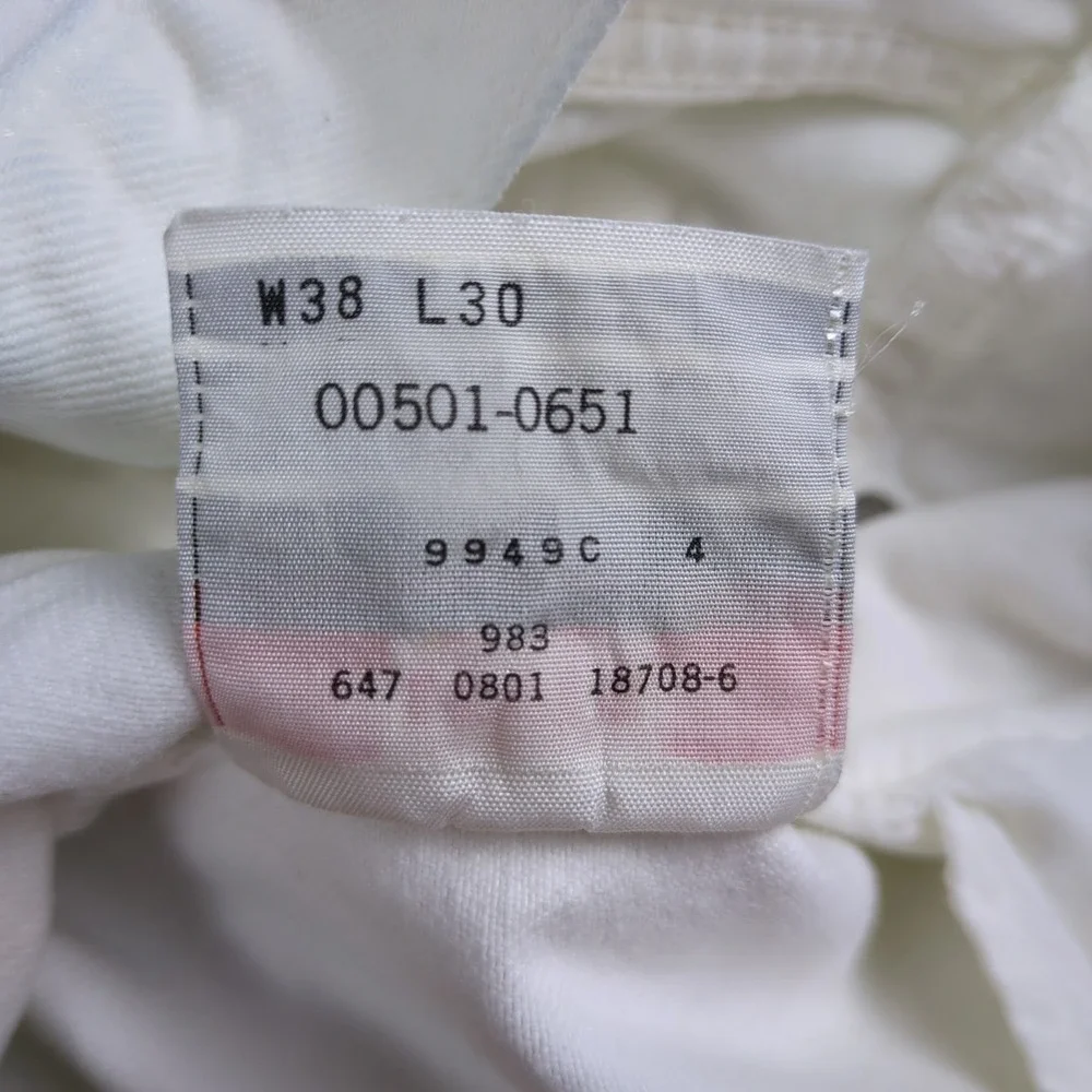 VTG Y2K Levis 501 Jeans Mens 38x30 (34x27) White Button Fly Original Straight
